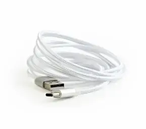 Gembird Cotton braided USB Male to Type-C Male 1.8m Silver
