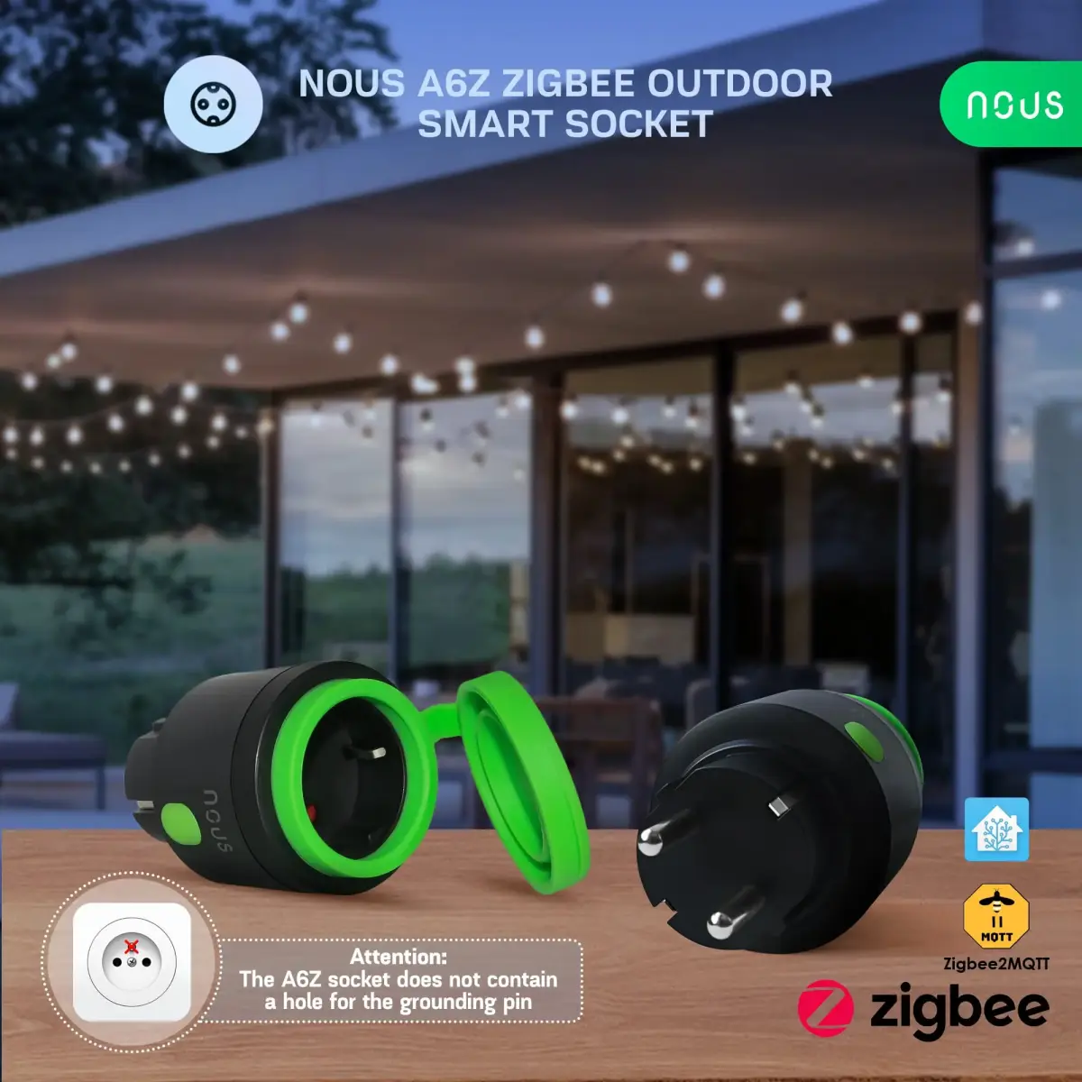 NOUS Išmanioji rozetė ZigBee, 230Vac 16A