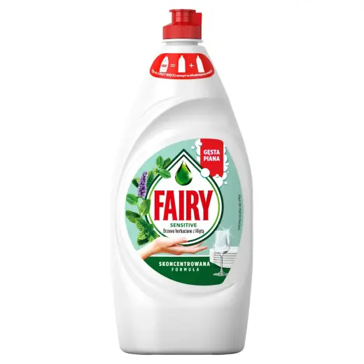 Trauku mazgāšanas līdzeklis FAIRY Sensitive Tea Tree & Mint, 900 ml