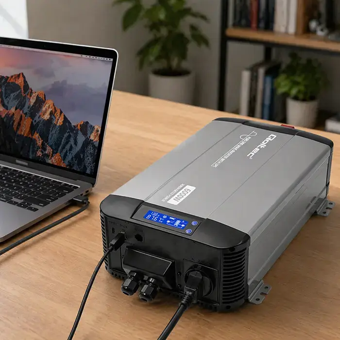 Qoltec Pure Sine Wave Inverter with UPS | 12V to 230V | 3000/6000W | USB | Compatible with LiFePO4 GEL AGM