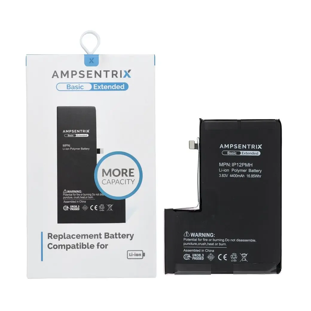 AmpSentrix Basic battery for iPhone 12 Pro Max (high capacity 4400 mAh)