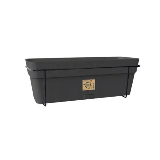 Balkona komplekts ar automātiskās laistīšanas sistēmu un metāla balstu 50x18x17cm pelēks