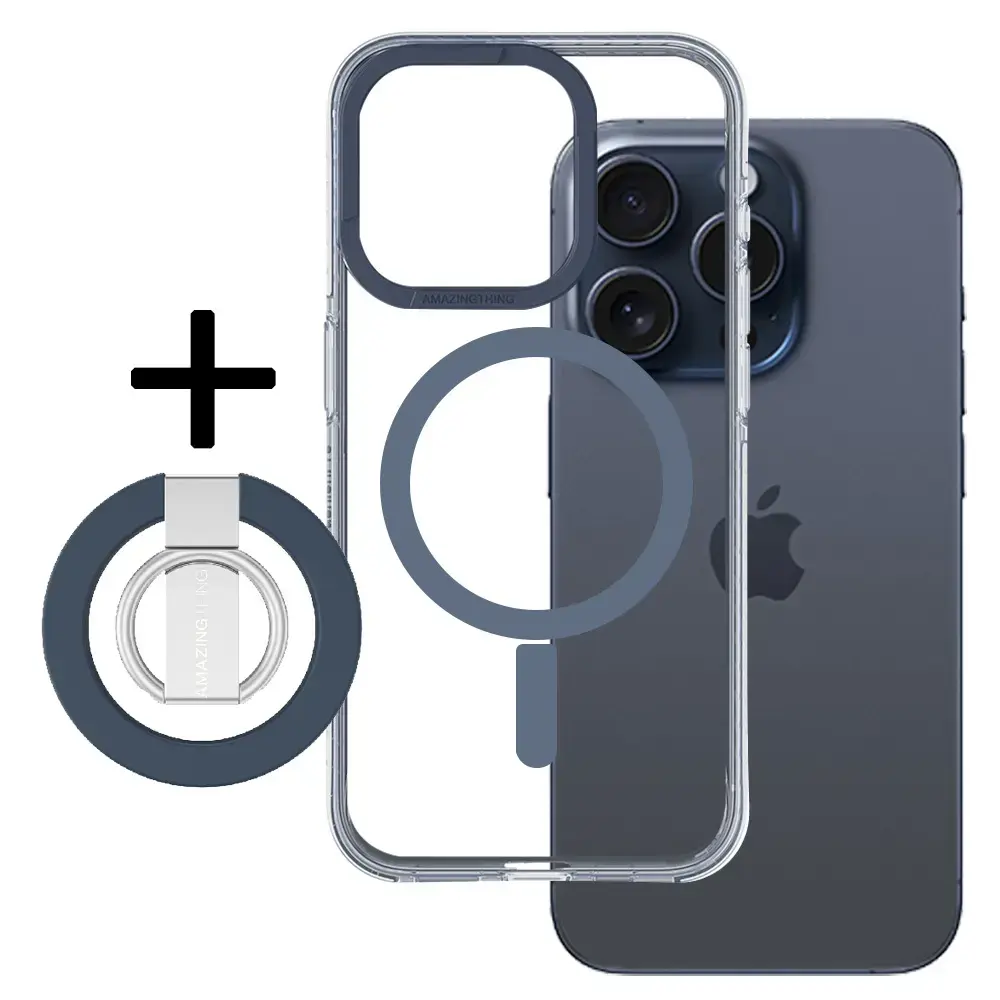 Amazing Thing Titan Pro Mag Ring Grip Case 10FT IP156.7PTRBU for Iphone 15 Pro Max navy