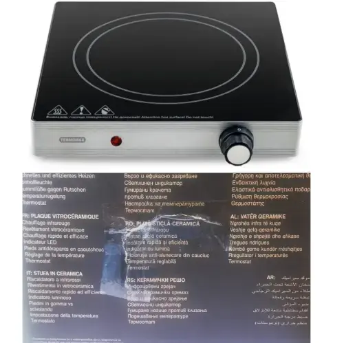 Termomax TX2099IS Infrasarkanā keramikas galda plītiņa ar 1 sildelementu 2000W (Bojāts iepakojums)