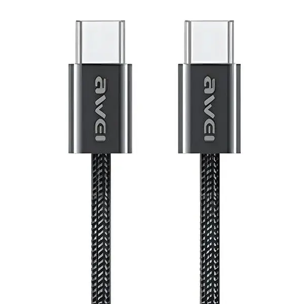 AWEI CL-219T datu pārraides un uzlādes vads | USB-C uz USB-C | 60W | melns