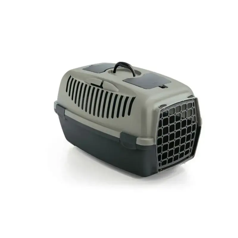 Transportēšanas būris Gulliver 3 ar plastmasas durvīm 61x40x38cm pelēks|zaļš