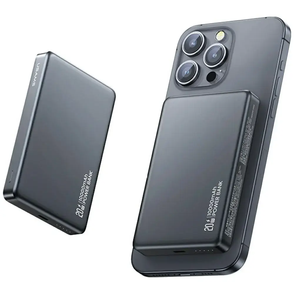 USAMS CY Series CD242 ārējais akumulators (powerbank) | 10000 mAh | 20W | USB-C, MagSafe | titāna