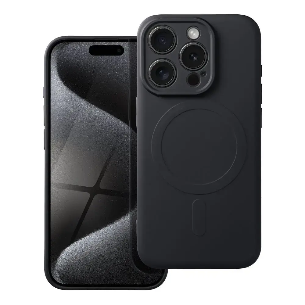 SILICONE MAG COVER maciņš ar MagSafe atbalstu telefonam iPhone 15 Pro melns