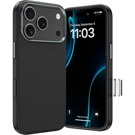 Benks Magnetic Armor Pro Kevlar Case Metal Frame 600D maciņš telefonam iPhone 17 Pro melns