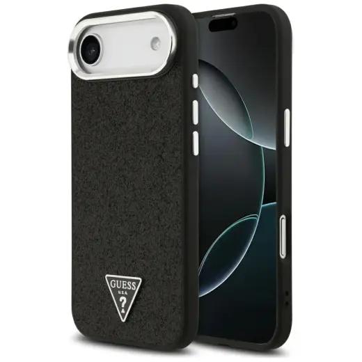 Guess Glitter Triangle Logo MagSafe Case for iPhone 17 Air - Black