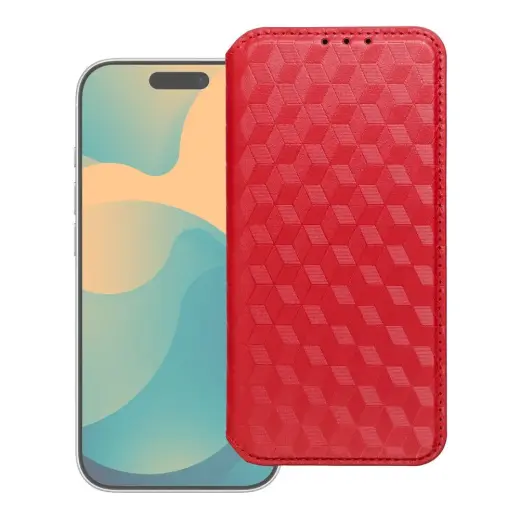 Cubic Book knyginio tipo telefono dėklas Samsung Galaxy S26+ (S947) raudonas