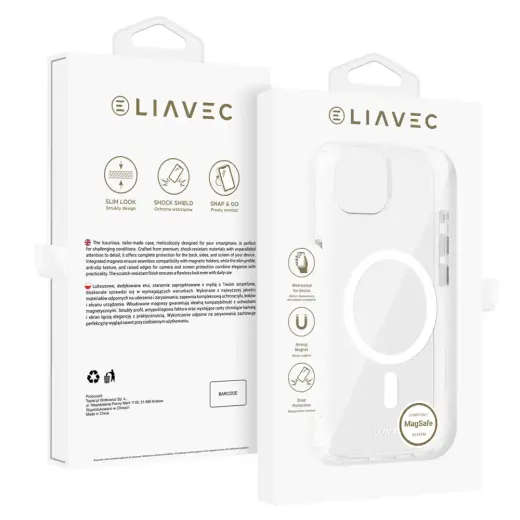 Liavec Glossy maciņš ar MagSafe atbalstu telefonam iPhone 13 | iPhone 14 balts