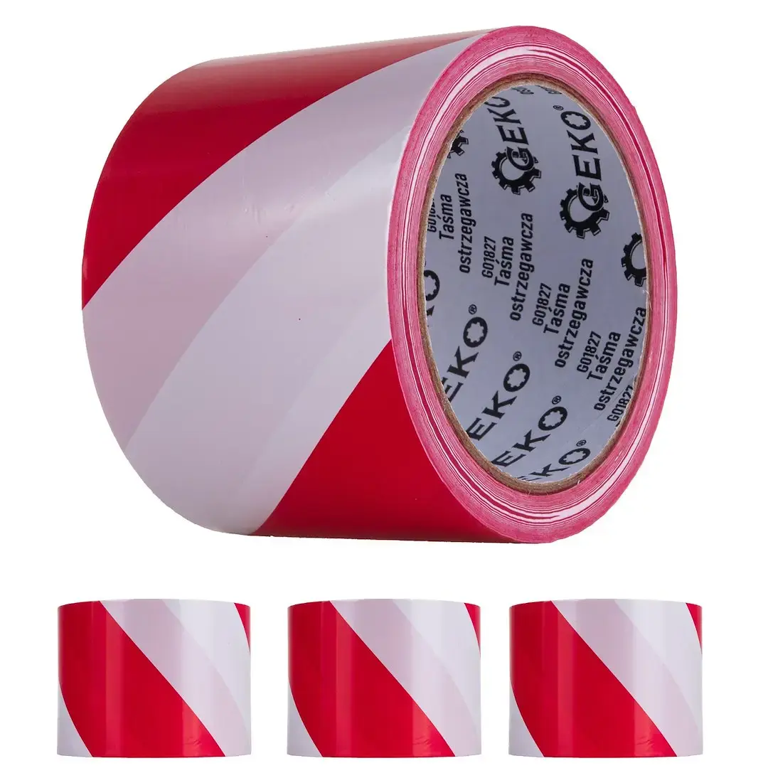 Balta ir raudona įspėjamoji juosta 100m x 75mm