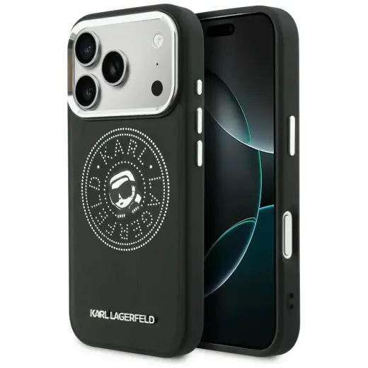 Karl Lagerfeld Point & Karl Sketch чехол с поддержкой MagSafe для телефона iPhone 17 Pro Max черный