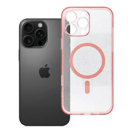 Clear Mag Cover telefono dėklas su MagSafe palaikymu iPhone 16 Pro Max rožinis