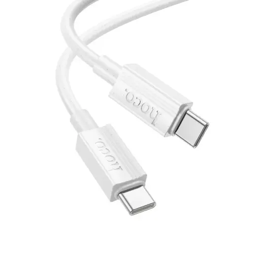 HOCO X107 duomenų perdavimo ir įkrovimo laidas | USB-C į USB-C | PD, QC 3.0 | 60W | 1m | baltas