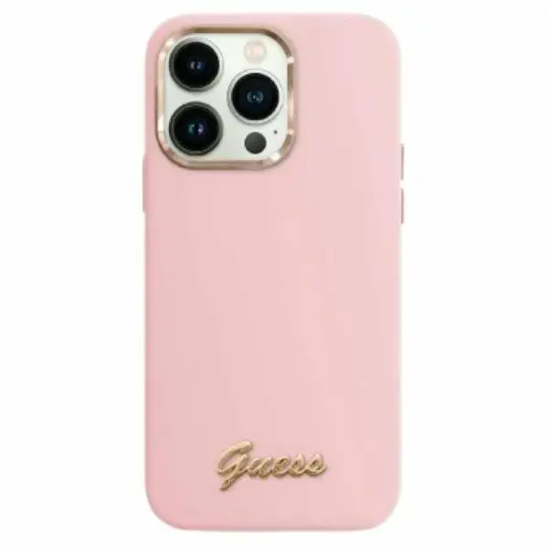 Guess GUHCP16XSMBSLP iPhone 16 Pro Max 6.9" różowy|pink hardcase Silicone Script Metal Logo & Frame
