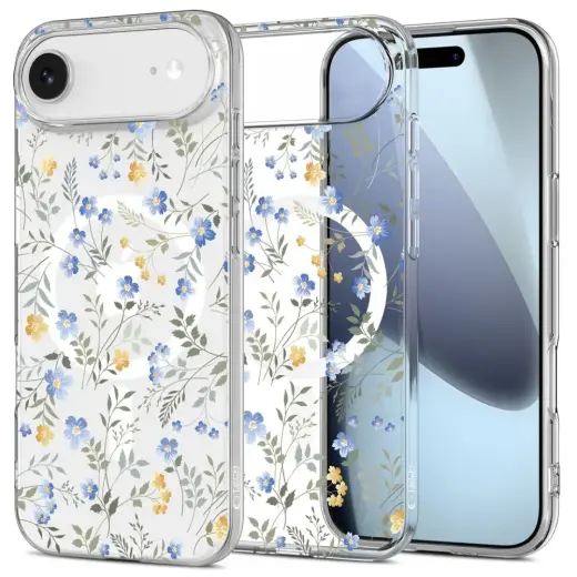 TECH-PROTECT FLEXAIR MAGSAFE IPHONE 17 AIR SPRING FLOWERS telefoniümbris MagSafe toega Apple iPhone 17 jaoks, läbipaistev