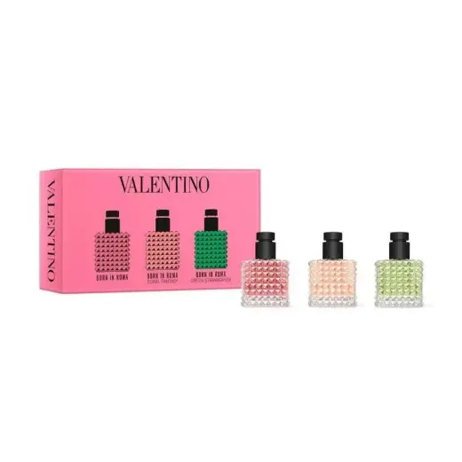 Set Valentino: Born In Roma Donna, Eau De Parfum, For Women, 6 ml *Miniature + Born In Roma Coral Fantasy Donna, Eau De Parfum, For Women, 6 ml *Miniature + Born In Roma Green Stravaganza Donna, Eau De Parfum, For Women, 6 ml *Miniature
