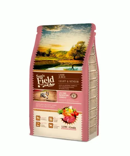 Dry food for dogs - Sams Field Lamb & Rice Light & Senior, 13+2 kg
