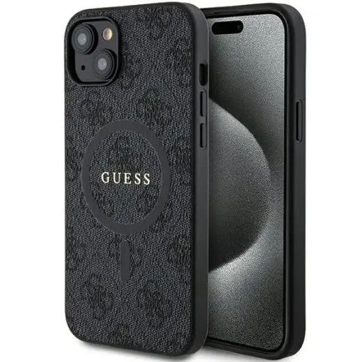 Guess GUHMP14SG4GFRK iPhone 14 | 15 | 13 6.1" black hardcase 4G Collection Leather Metal Logo