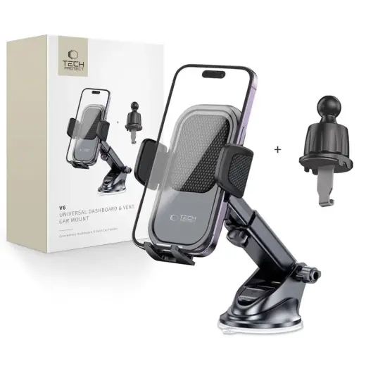 Tech-Protect V6 car phone holder for cockpit | air vent - black