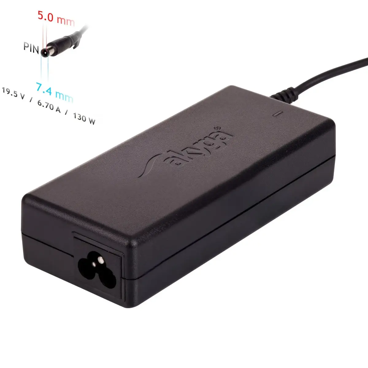 Notebook power supply Akyga AK-ND-57 19.5V | 6.7A 130W 7.4 x 5.0 mm + pin DELL 1.2m