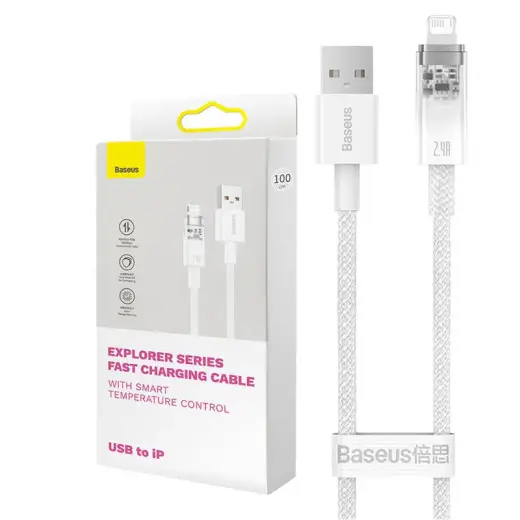 Baseus Explorer Series data transfer and charging cable | USB-A to Lightning | 12W | 2m | white