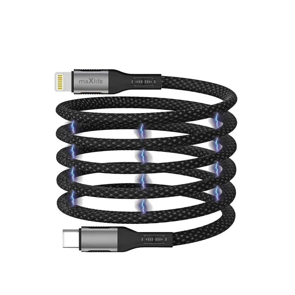 Maxlife MXUC-11 datu pārraides un uzlādes vads | USB-C uz Lightning | 27W | 1m | melns