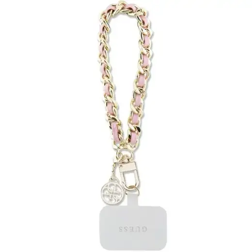 Guess GUOUCHSAMC4P Universal Hand Strap różowy|pink Saffiano Chain 4G Charm