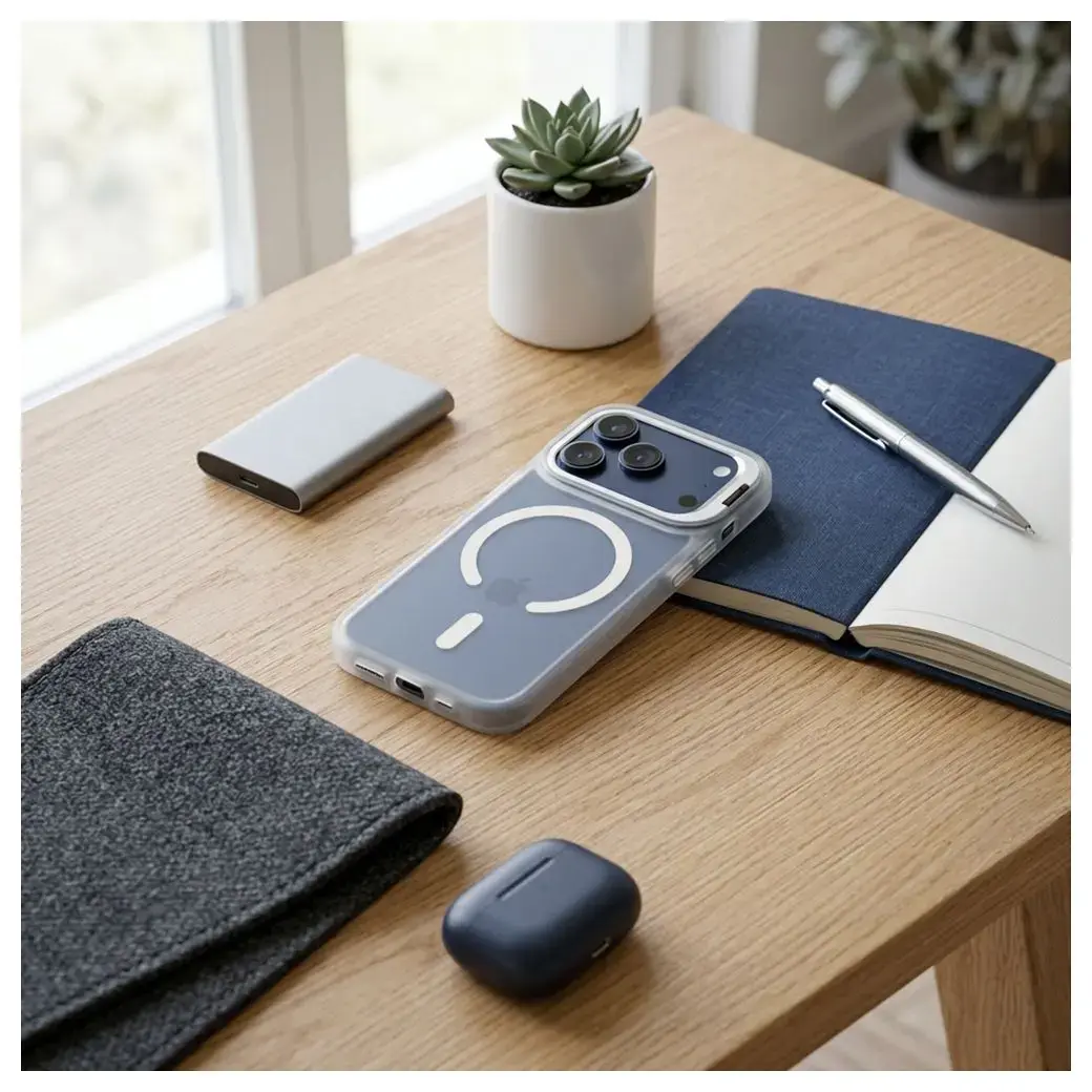 Case for iPhone 17 Pro / 18 Pro Forcell F-Protect Shadow Stand Premium compatible with MagSafe silver