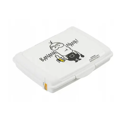 Pārtikas uzglabāšanas trauks deco-click-box mini 0,5L Carla  "Minions Banana" 17x13x3,5cm balta