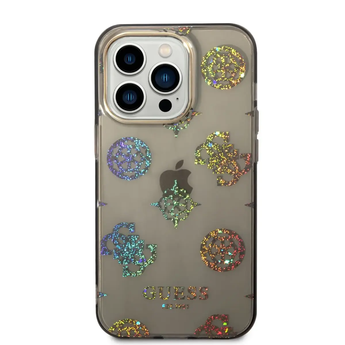 Guess PC|TPU Peony Glitter Case for iPhone 14 Pro Black