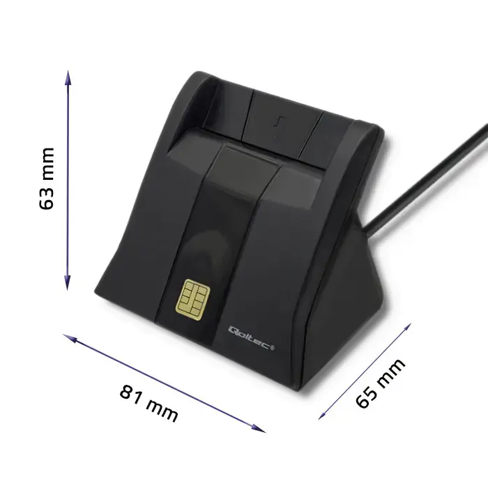 Qoltec Smart ID chip card reader SCR-0643|USB 2.0 + USB-C Adapter
