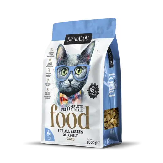 Liofilizēta barība kaķiem - DR Malou, Duck with lamb – Adult Cats freeze-dried complete fo