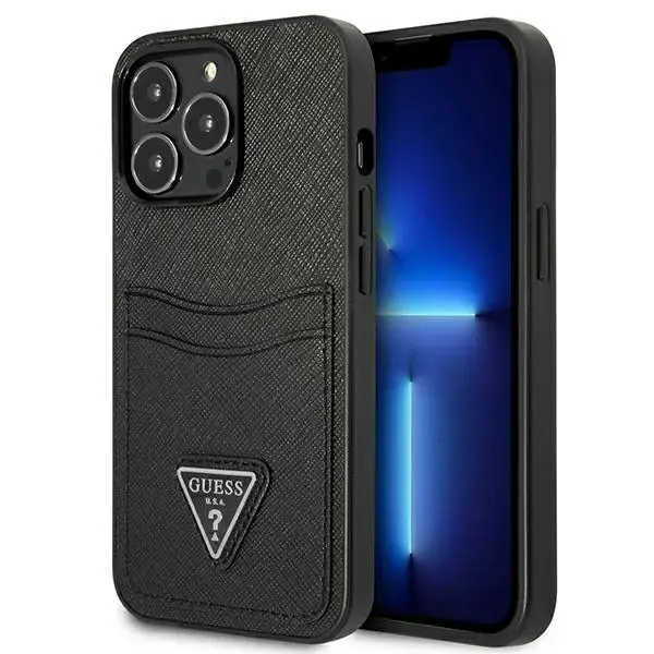 Guess Saffiano Double Card Case for iPhone 13 Pro Max Black