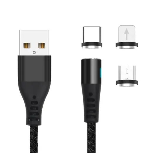 Maxlife MXUC-02 3-in-1 datu pārraides un uzlādes vads | USB-A uz Lightning, USB-C, Micro USB | 10W | 1m | melns