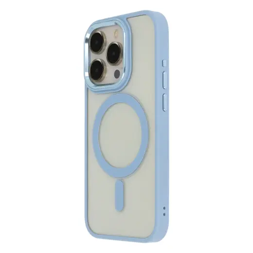 Satin Elegant maciņš ar MagSafe atbalstu telefonam iPhone 15 Plus zils