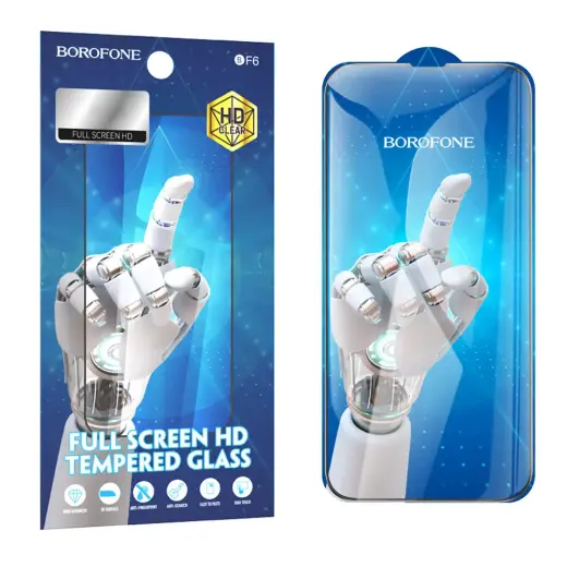 Borofone karastatud klaas BF6 Diamond Armor Full Screen HD iPhone 17e/16e/14/13/13 Pro jaoks - 10 tk