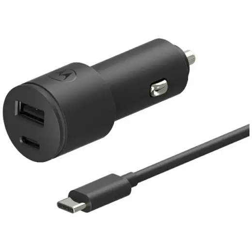 Motorola TurboPower autolaadija | 45W | USB-A, USB-C | USB-C kuni USB-C kaabliga komplektis | must