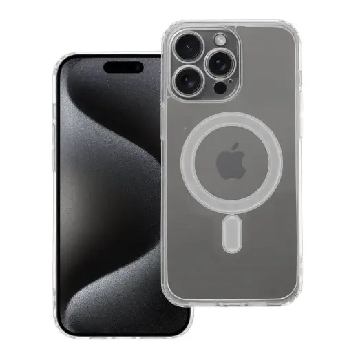 Clear Mag telefono dėklas su MagSafe palaikymu iPhone 15 Pro Max skaidrus