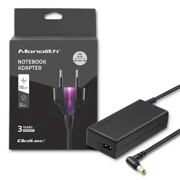 Qoltec Power adapter for laptop Acer 30W | 19V | 1.58A | 5.5*1.7 | +power cable
