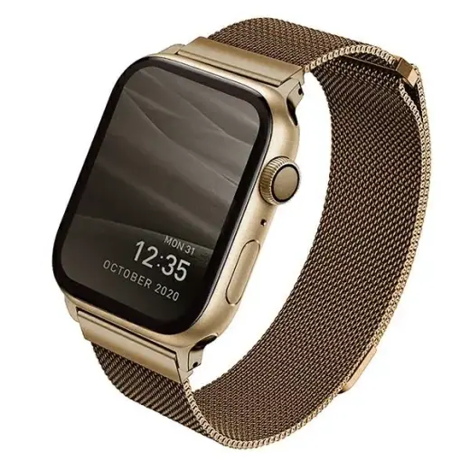 UNIQ viedpulksteņa siksniņa priekš Apple Watch (42/44/45 mm) | nerūsējošs tērauds | zelta krāsā