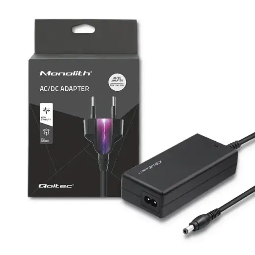 Qoltec Desktop power supply 27W | 12V | 2.25A | 6.0*3.0 + power cable