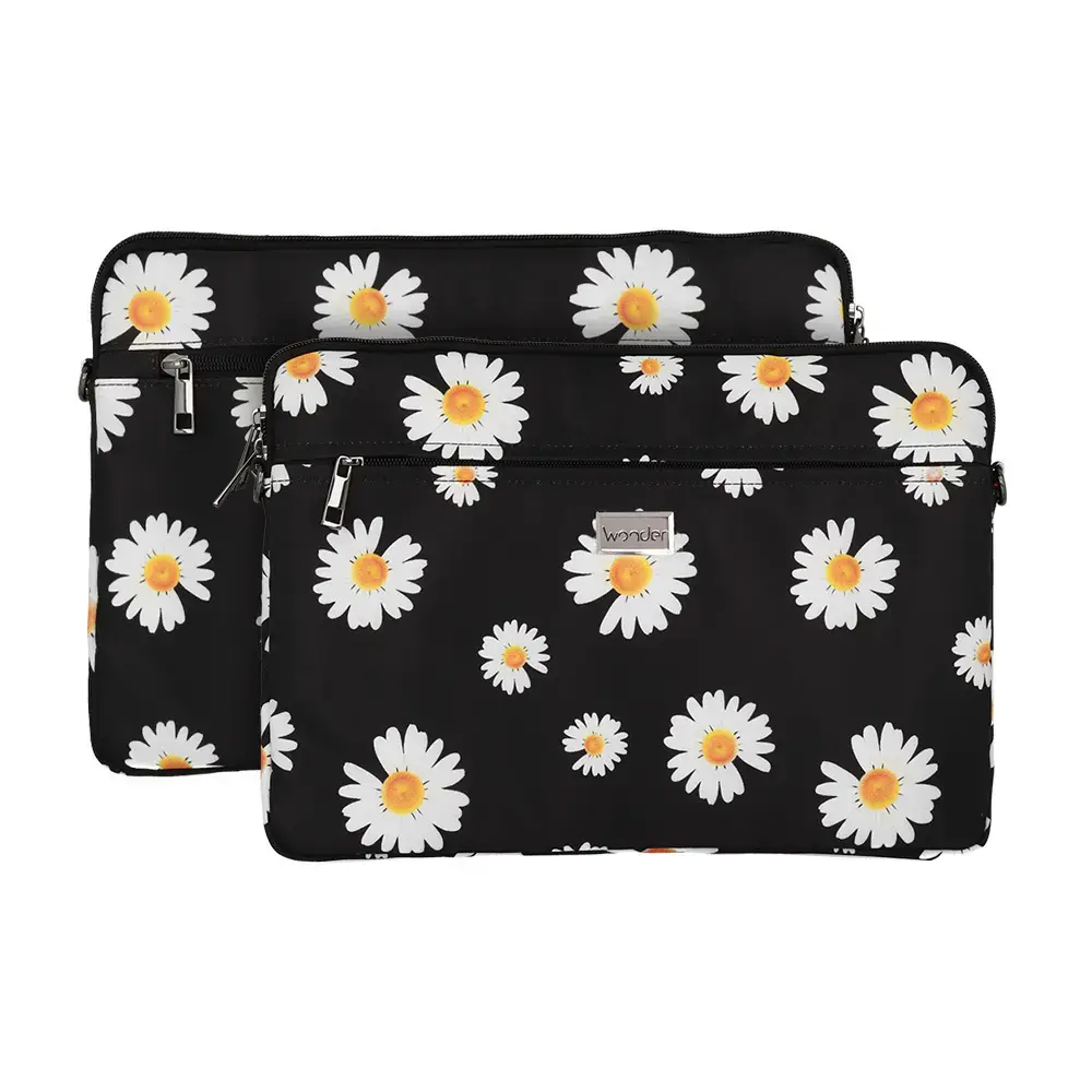 Wonder Sleeve Laptop 17 inches black daisies