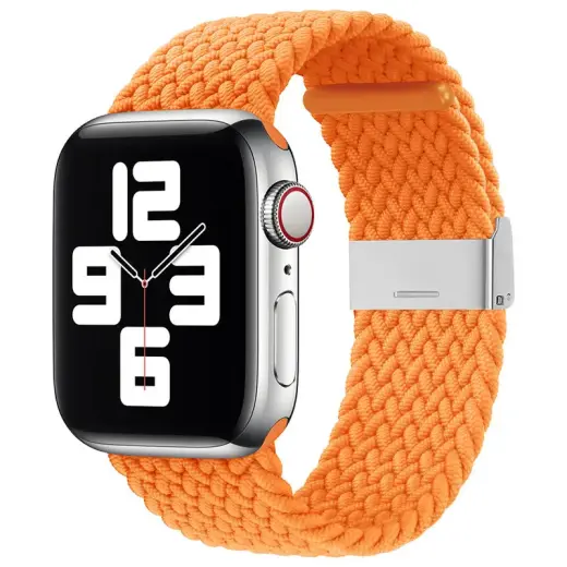 Braided Fabric Bracelet Strap Fabric Band for Apple Watch 42 / 44 / 45 / 49 mm - Orange