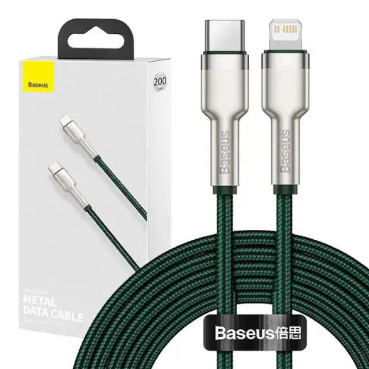 Baseus CATLJK-B06 data transfer and charging cable | USB-C to Lightning | 20W | 2m | green