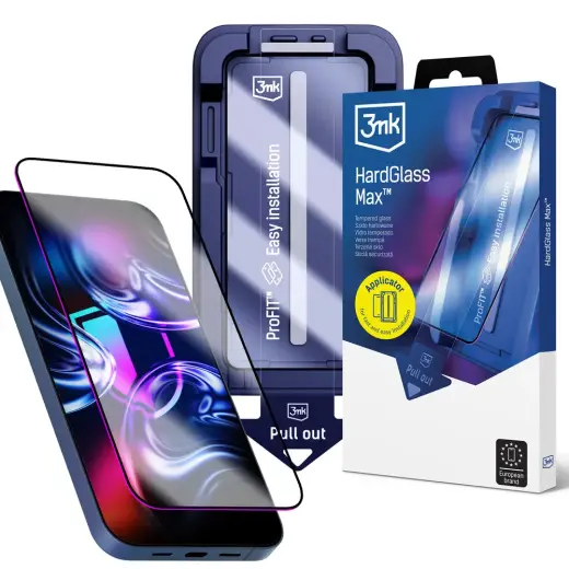 3mk HardGlass Max grūdintas apsauginis stiklas telefonui Galaxy S24 Ultra su montavimo rėmeliu (suderinama su pirštų atspaudų jutikliu po ekranu)