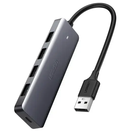 Ugreen USB HUB sadalītājs - 4x USB 3.2 Gen 1 ar C tipa strāvas pieslēgvietu, pelēks (CM219 50985)