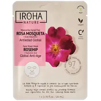 iroha Anti-Age Rosehip Face Sheet Mask - Rejuvenating face mask 20ml
